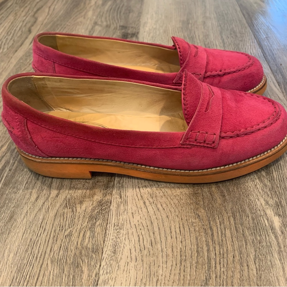 TODS Hot Pink Suede Penny Loafers Slip On Shoes Women’s 38 Made in Italy